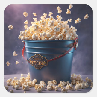 Bucket of Popcorn Square Sticker