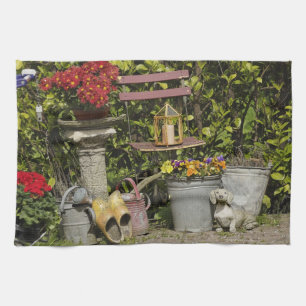 Buckets, shoes, and flowers, Zaanse Schans, Kitchen Towel