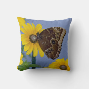 Buckeye Butterfly on Yellow Daisy Throw Pillow