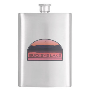 Buckeye Lake Ohio Red Sunrise Hip Flask