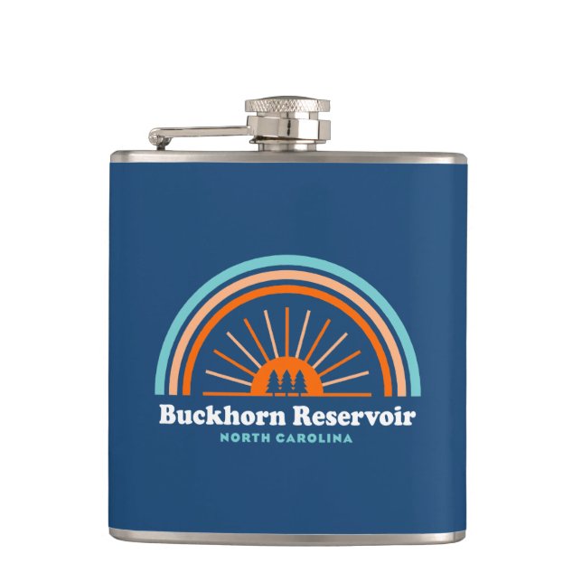 Buckhorn Reservoir North Carolina Rainbow Hip Flask (Front)