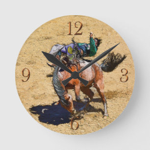 Bucking Bareback Bronco and Rodeo Cowboy Clock