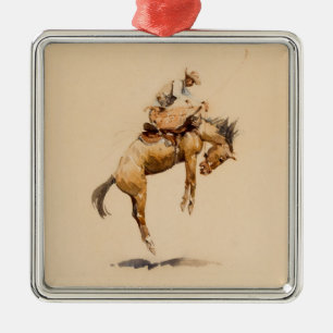Bucking Bronco by Edward Borein Metal Ornament