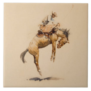 Bucking Bronco by Edward Borein Tile