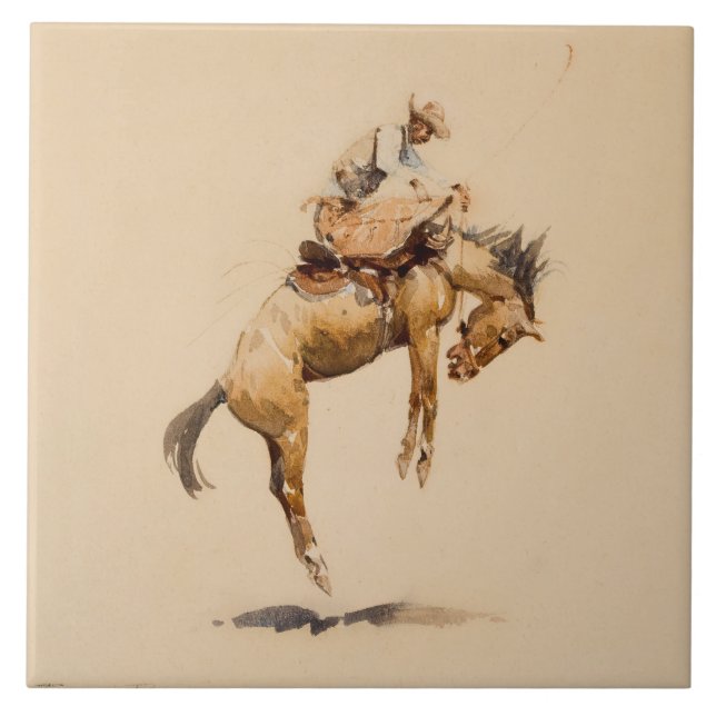 Bucking Bronco by Edward Borein Tile (Front)