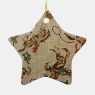 Bucking Bronco Ceramic Ornament