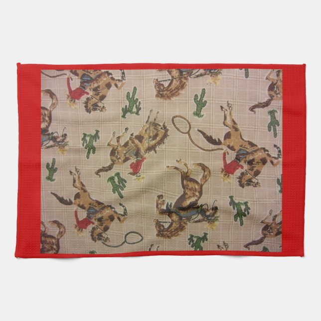 Bucking Bronco Kitchen Towel (Horizontal)