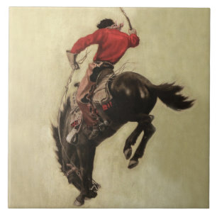 “Bucking Bronco” Magazine Cover by NC Wyeth Tile