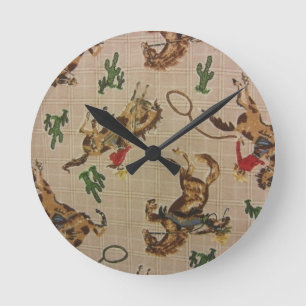 Bucking Bronco Round Clock
