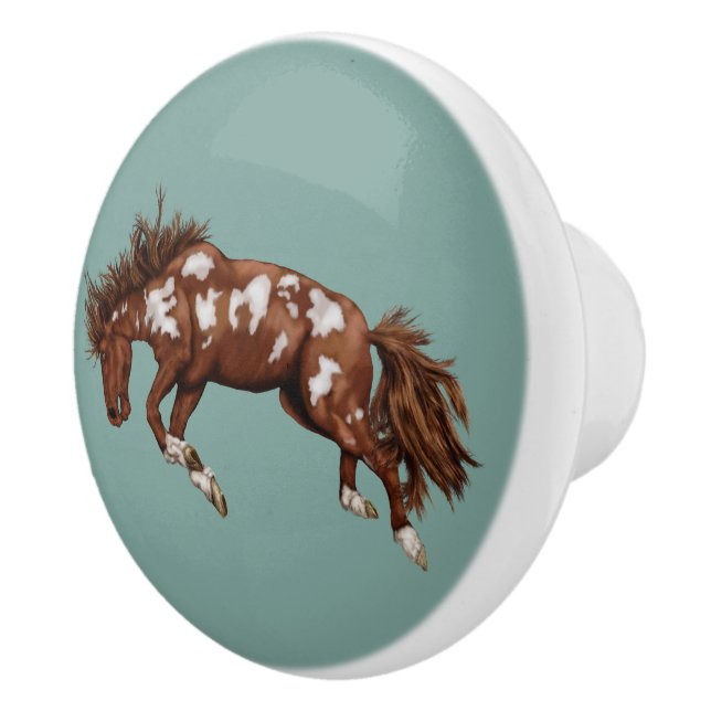 Bucking Bronco Western Art Ceramic Knob (Right)