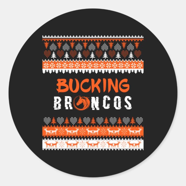 Bucking Broncos Ugly Classic Round Sticker (Front)