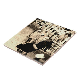 Bucking Bull Rodeo Rider Picture Tile