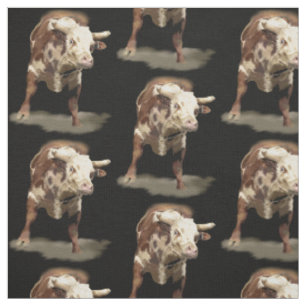 Bucking Bull Western Rodeo Ranch Cowboy Art Fabric