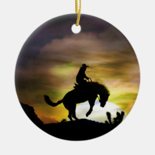 Bucking Horse and Cowboy Ornament