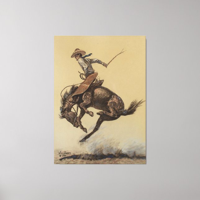 “Bucking Horse” Western Art by Will James Canvas Print (Front)