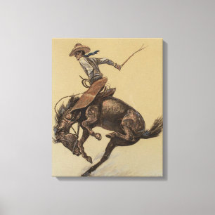 “Bucking Horse” Western Art by Will James Canvas Print