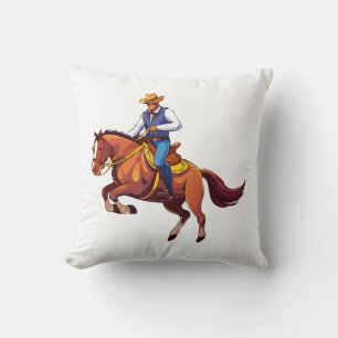 Bucking horse with the man throw pillow