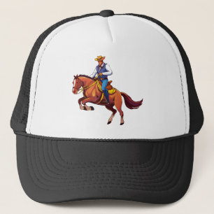Bucking horse with the man trucker hat