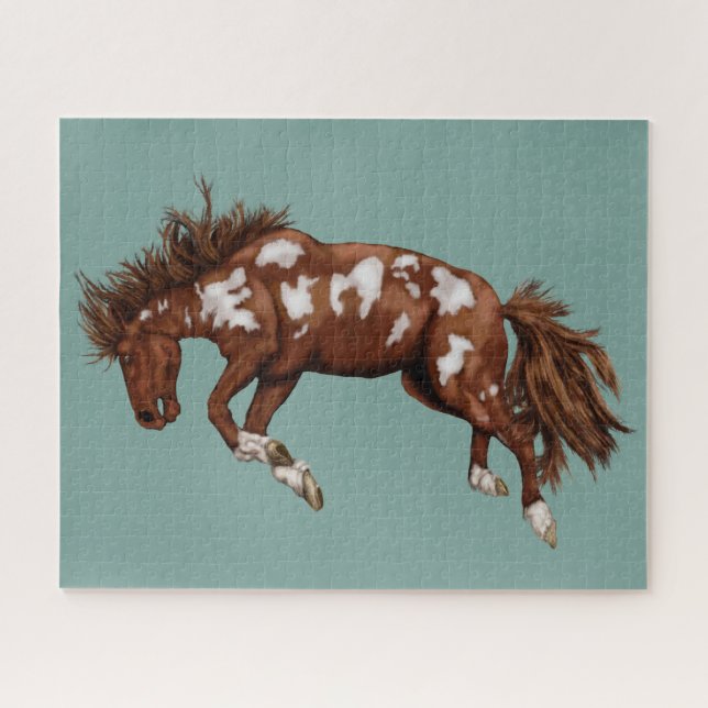 Bucking paint horse jigsaw puzzle (Horizontal)