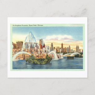 Buckingham Fountain, Grant Park, Chicago Vintage Postcard