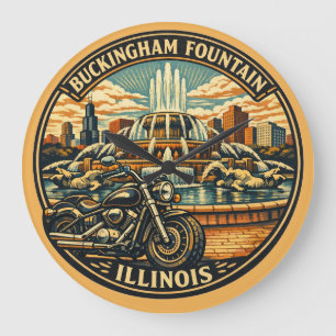 Buckingham Fountain Illinois Centennial Tribute Large Clock