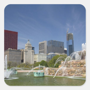 Buckingham Fountain located in Grant Park, 2 Square Sticker