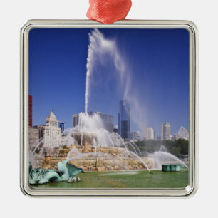 Buckingham Fountain Metal Ornament