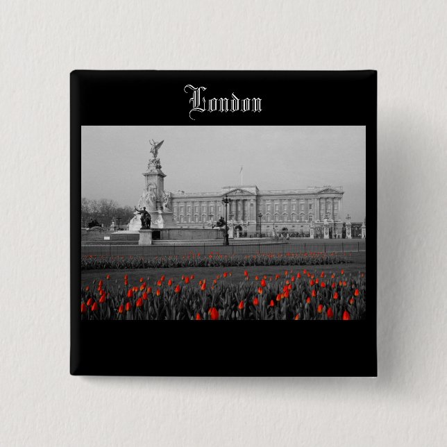 Buckingham Palace London 2 Inch Square Button (Front)