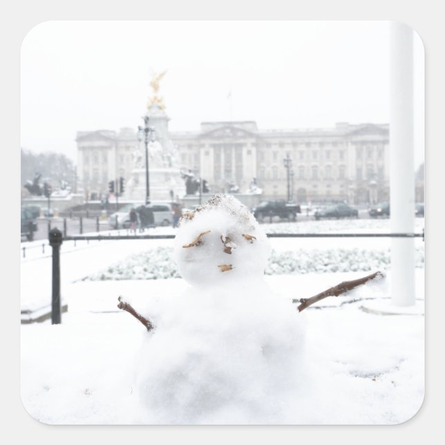 Buckingham Palace snowman London Square Sticker (Front)