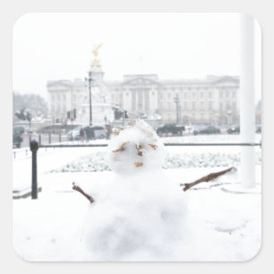 Buckingham Palace snowman London Square Sticker