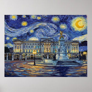 Buckingham Palace Starry Night Historical Landscap Poster
