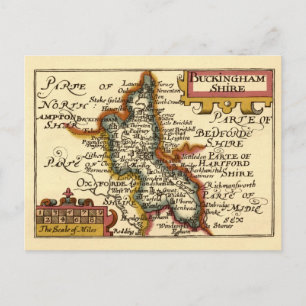 Buckinghamshire County England Old Antiquarian Map Postcard