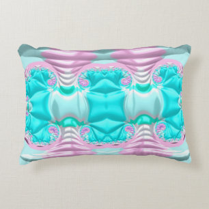 ~BUCKLED UP ~ Aqua Pink White Fractal Design ~ Accent Pillow