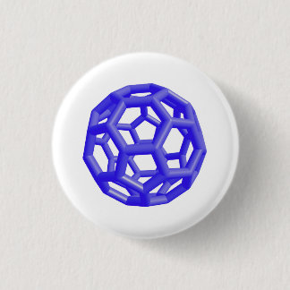 Buckminsterfullerene Molecule (Blue) 1 Inch Round Button