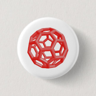 Buckminsterfullerene Molecule (Red) 1 Inch Round Button