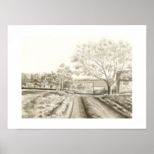 Bucks County PA 1700s Historic Farmhouse Fine Art Poster