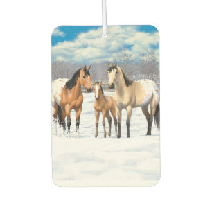 Buckskin Appaloosa Horses In Snow Air Freshener