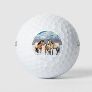 Buckskin Appaloosa Horses In Snow Golf Balls