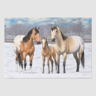 Buckskin Appaloosa Horses In Snow Tissue Paper