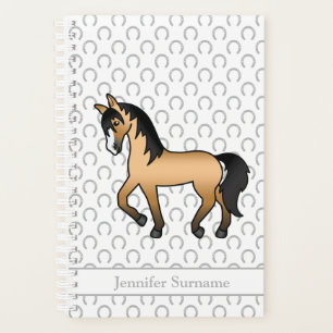 Buckskin Cartoon Trotting Horse & Custom Text Planner