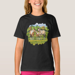 Buckskin Dun Pinto Paint Horses In Summer Pasture T-Shirt