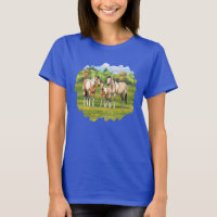 Buckskin Dun Pinto Paint Horses In Summer Pasture