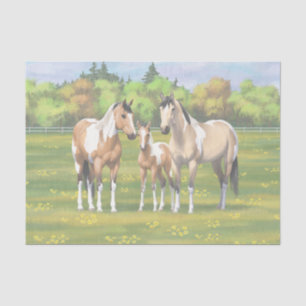 Buckskin Dun Pinto Paint Horses In Summer Pasture Tissue Paper