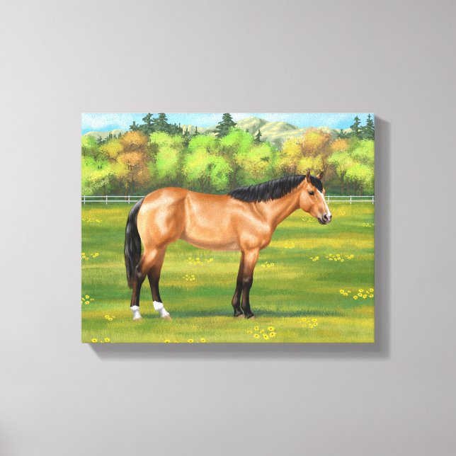Buckskin Dun Quarter Horse Canvas Print (Front)