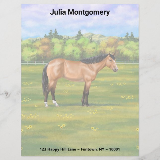 Buckskin Dun Quarter Horse Letterhead (Front)