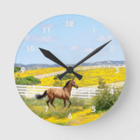 Buckskin Horse Running in Field of Flowers