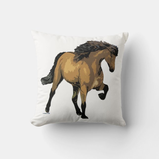Buckskin Icelandic horse in Nouvelle Vogue Throw Pillow (Front)