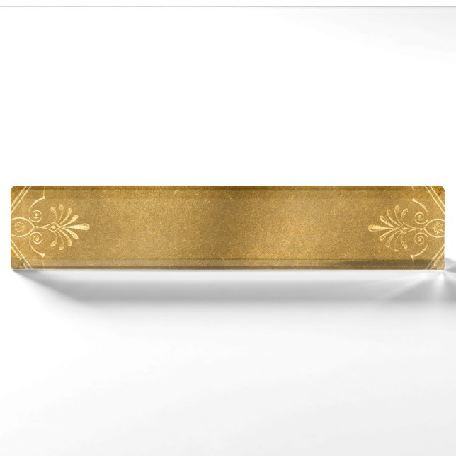 Buckskin Leather Victorian Frame tan Nameplate (Front)