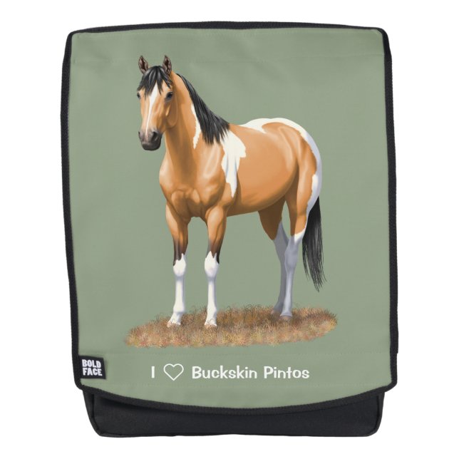 Buckskin Pinto Dun Paint Horse Staillion Backpack (Front)