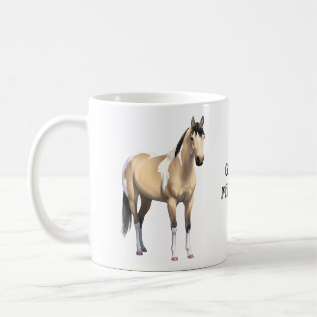 Buckskin Pinto Dun Paint Horse Staillion Coffee Mug (Left)